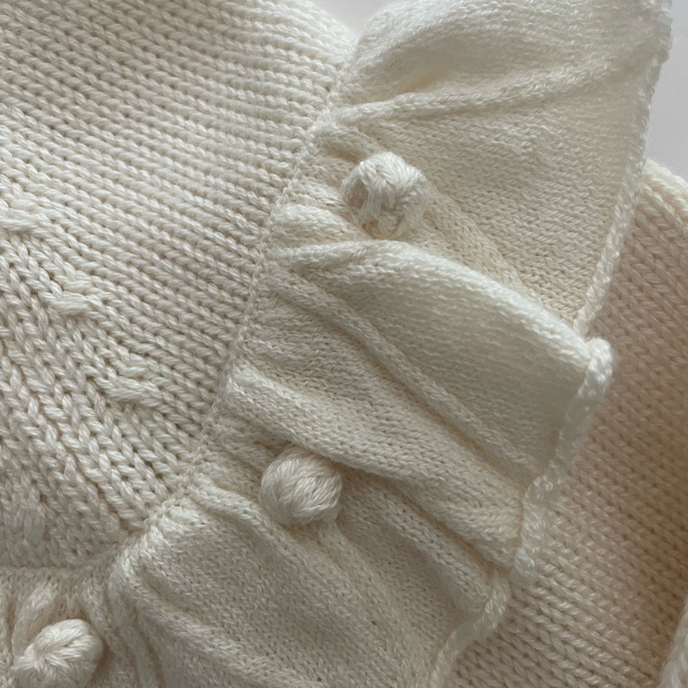 Ecru Knitted Ruffle Cardigan - Picture 5 of 9